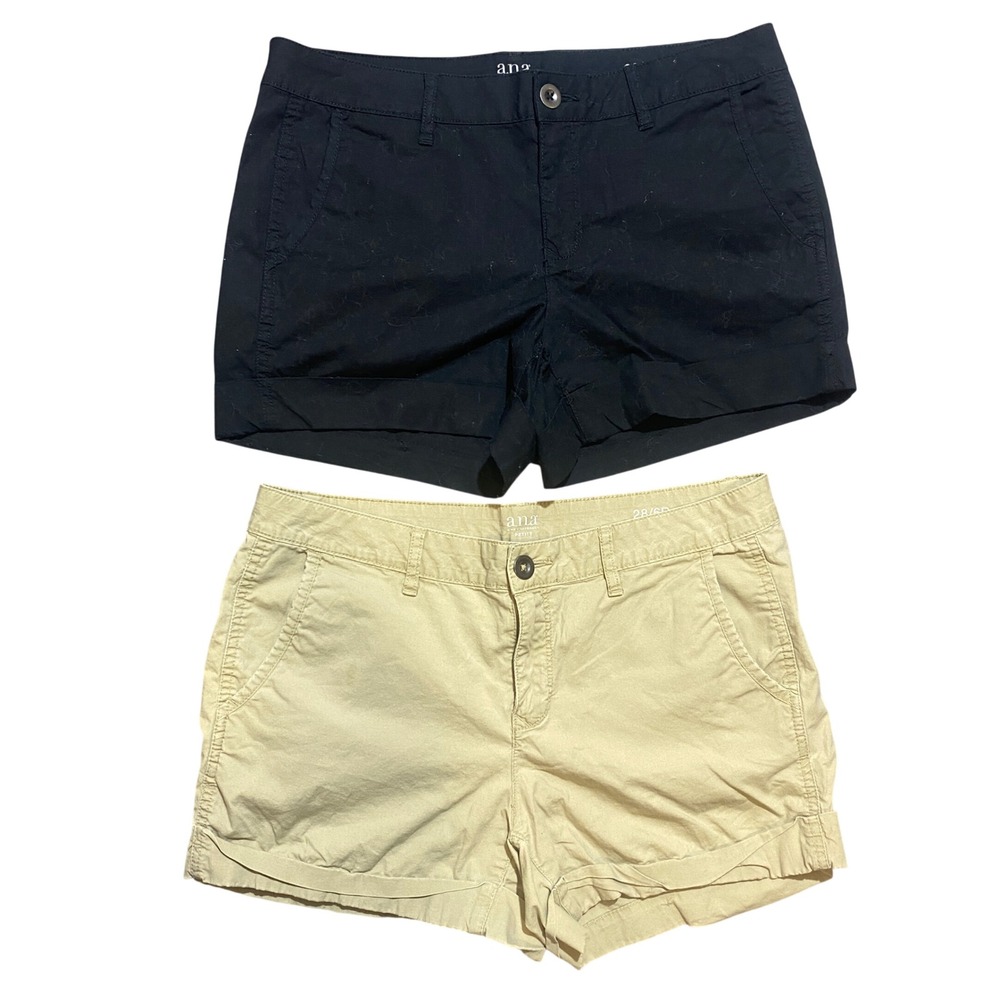 ana‎ A New Approach Womens Petite 6P Chino Shorts Bundle Black Khaki Tan 28/6P